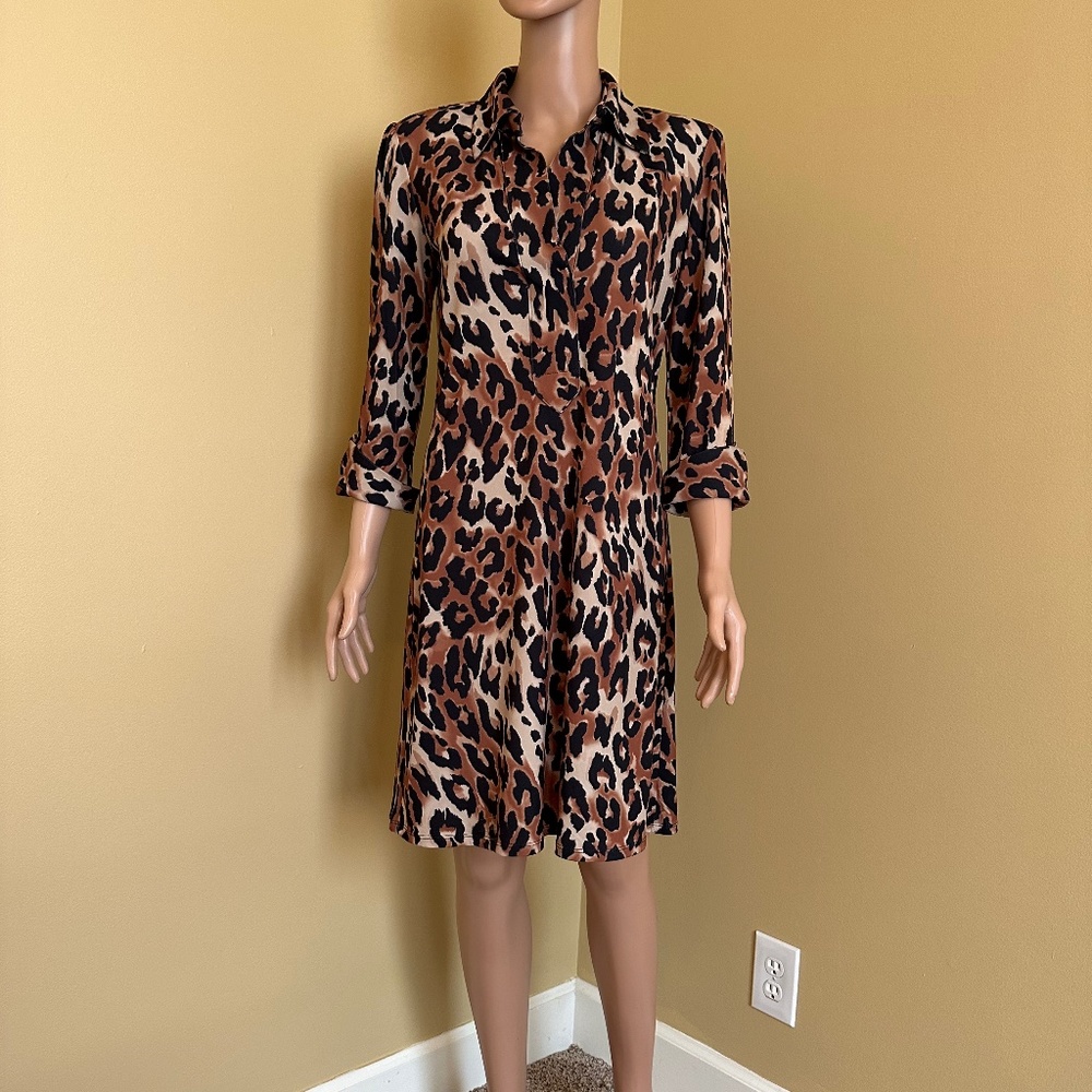 INC Leopard Print Shirtdress